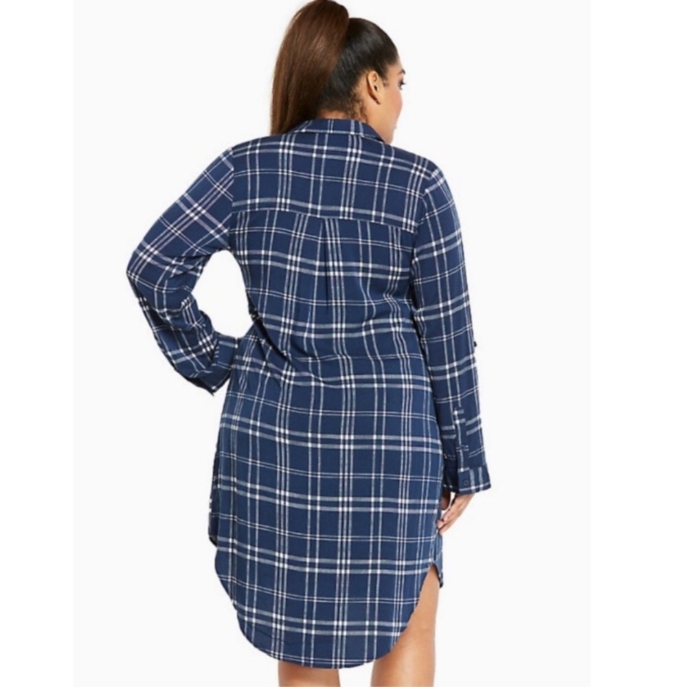 TORRID Navy Plaid Button-Up Dress (M/L) - Picture 2 of 16